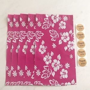 5 Poly Mailers, 6”x9”, Pink Floral